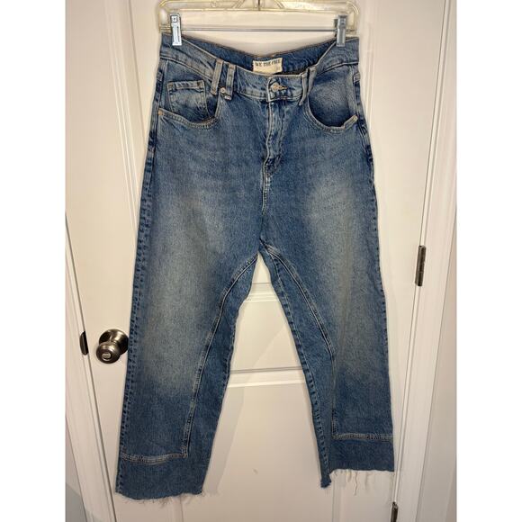 Free People We The Free Risk Taker Mid Rise Jeans Raw Hem Medium Wash 30 - Picture 5 of 11